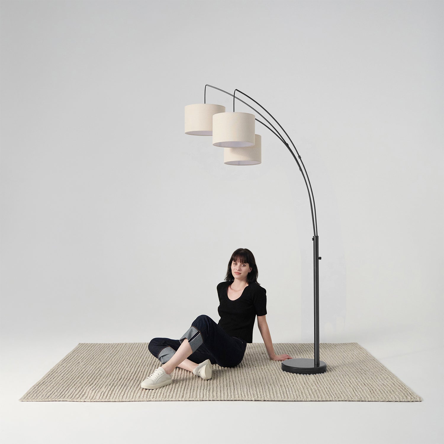 Brightech 9.5 Watt LED Bulb 3 Lights with Shades Arc Floor Lamp, Black(Open Box) - VMInnovations