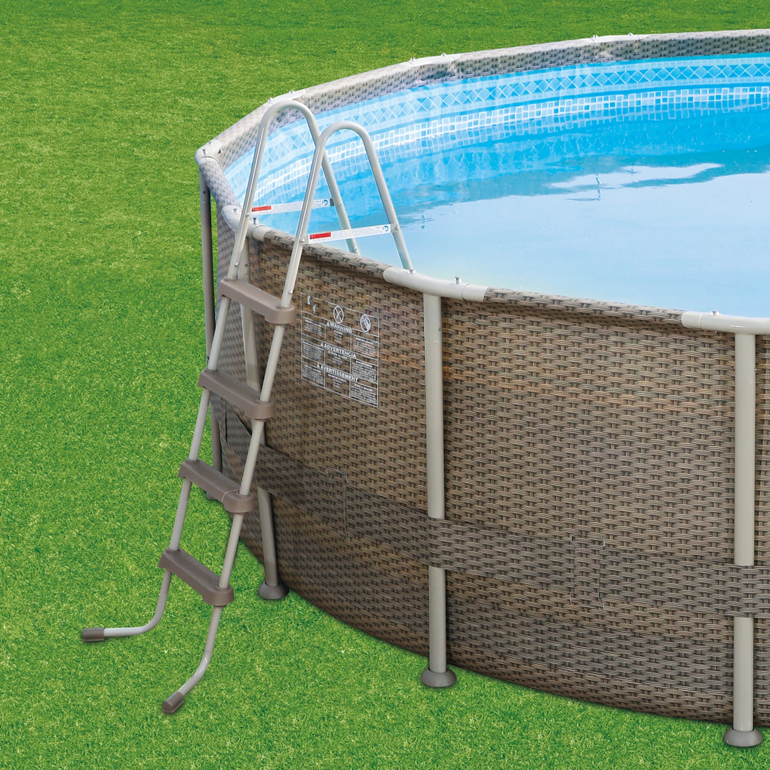 Summer Waves 18ft x 48in Elite Frame Swimming Pool with Exterior Wicker Print