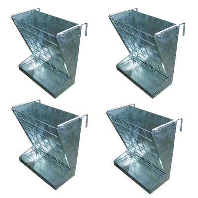 Little Giant Heavy-Duty Galvanized Metal 2-in-1 Goat and Sheep Feeder (4 Pack)