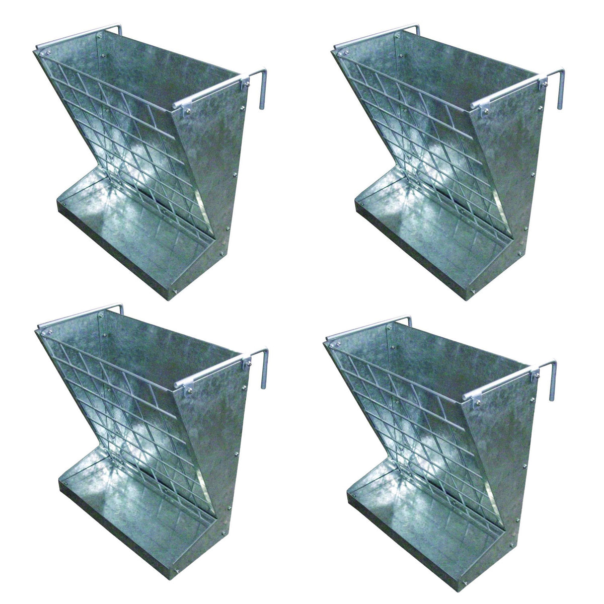Little Giant Heavy-Duty Galvanized Metal 2-in-1 Goat and Sheep Feeder (4 Pack)