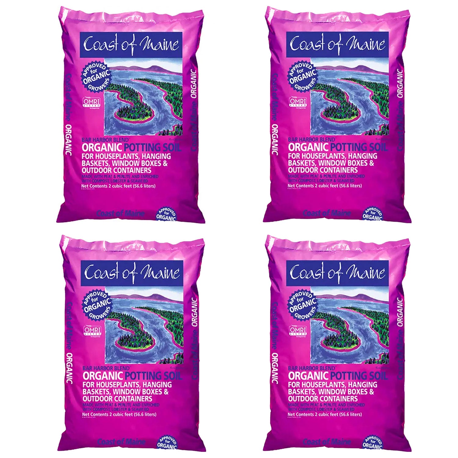 Coast of Maine Bar Harbor Blend Organic Potting Soil, 2 Cubic Feet (4 Pack) - VMInnovations