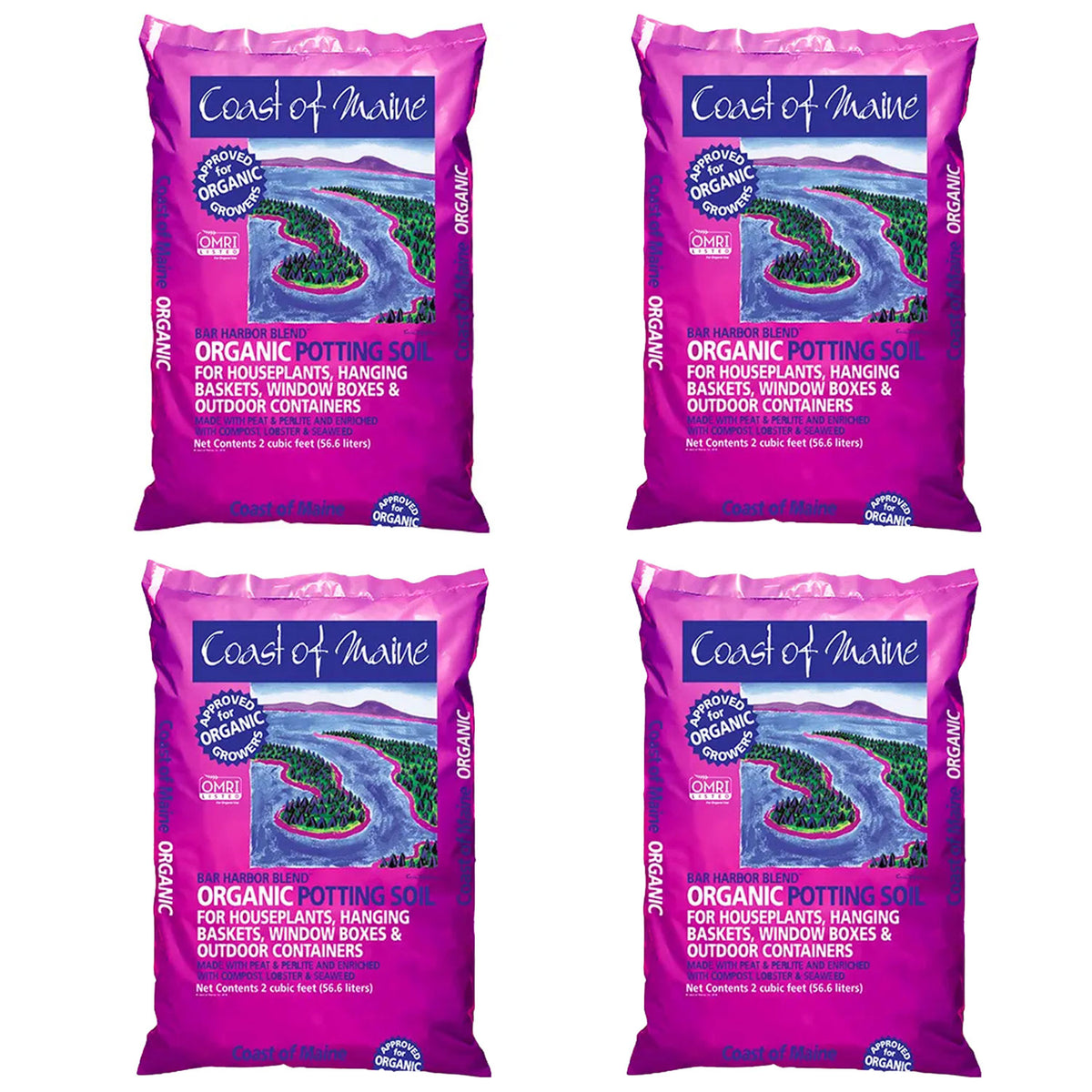 Coast of Maine Bar Harbor Blend Organic Potting Soil, 2 Cubic Feet (4 Pack)