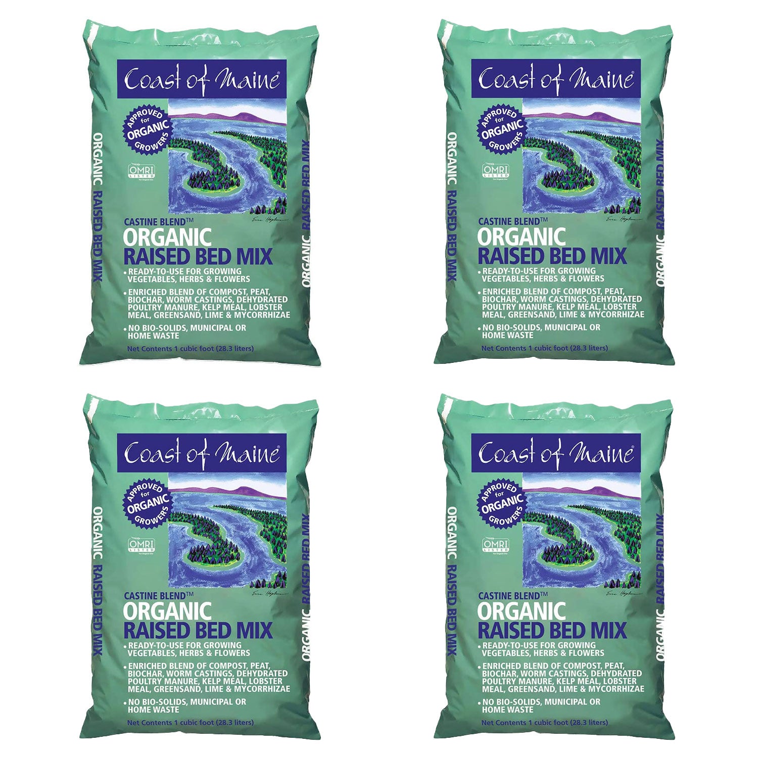 Coast of Maine Castine Blend Raised Bed Gardening Soil Mix, 1 Cu Ft (4 Pack) - VMInnovations