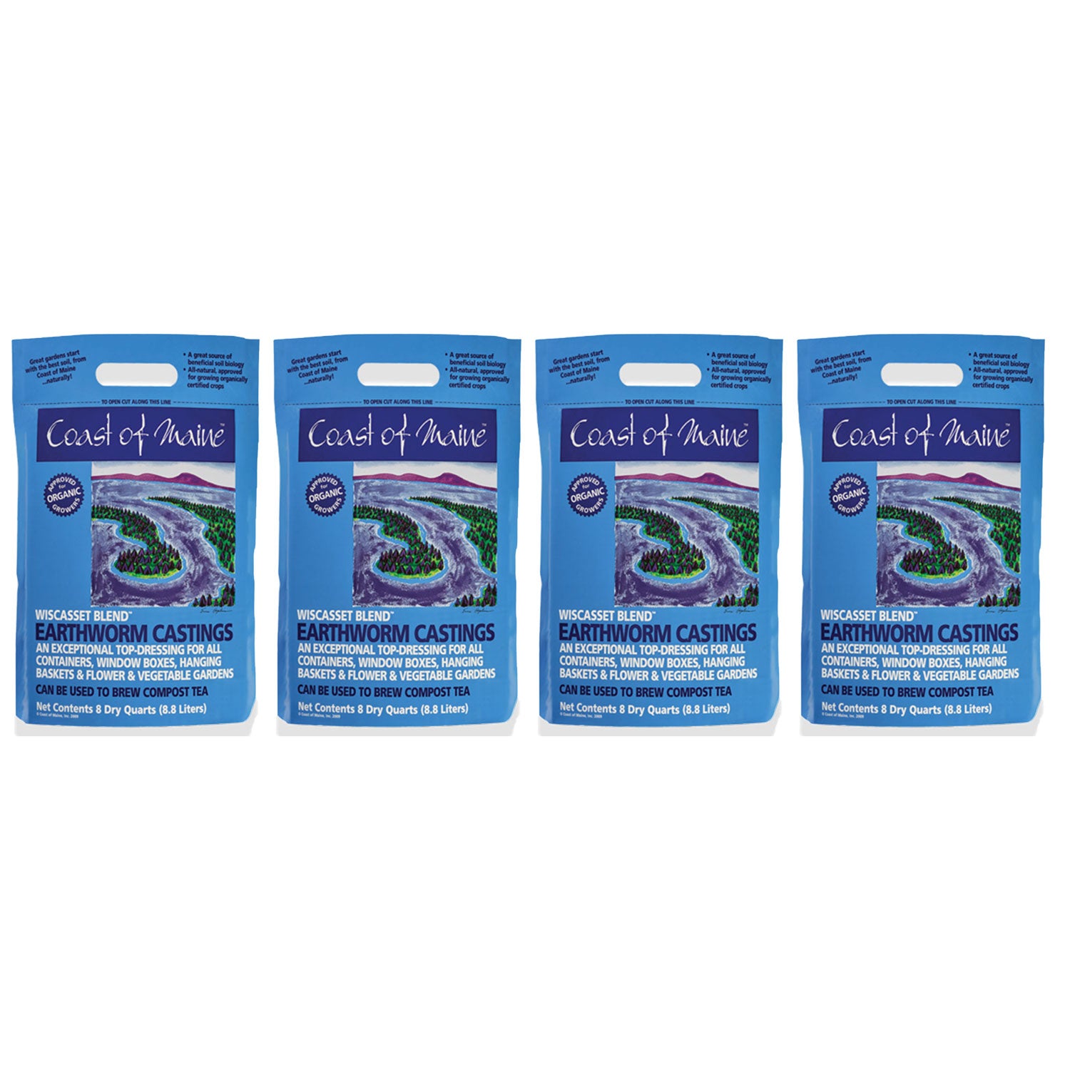 Coast of Maine Wiscasset Blend Earthworm Potting Soil, 8 Quart Bag (4 Pack) - VMInnovations