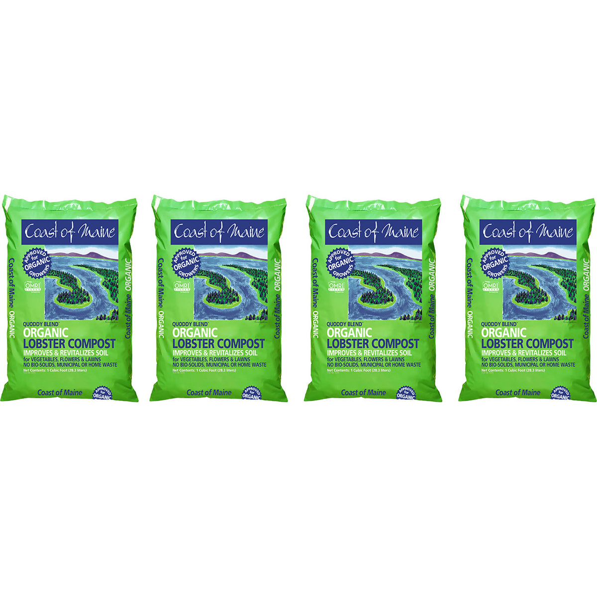 Coast of Maine Quoddy Blend Lobster Compost Plant Soil, 1 Cubic Foot (4 Pack)
