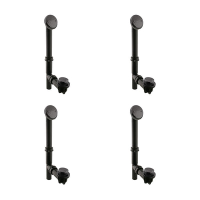 Westbrass Tubular Polymer Metal Waste Overflow Tiptoe Bath Drain, Black (4 Pack)