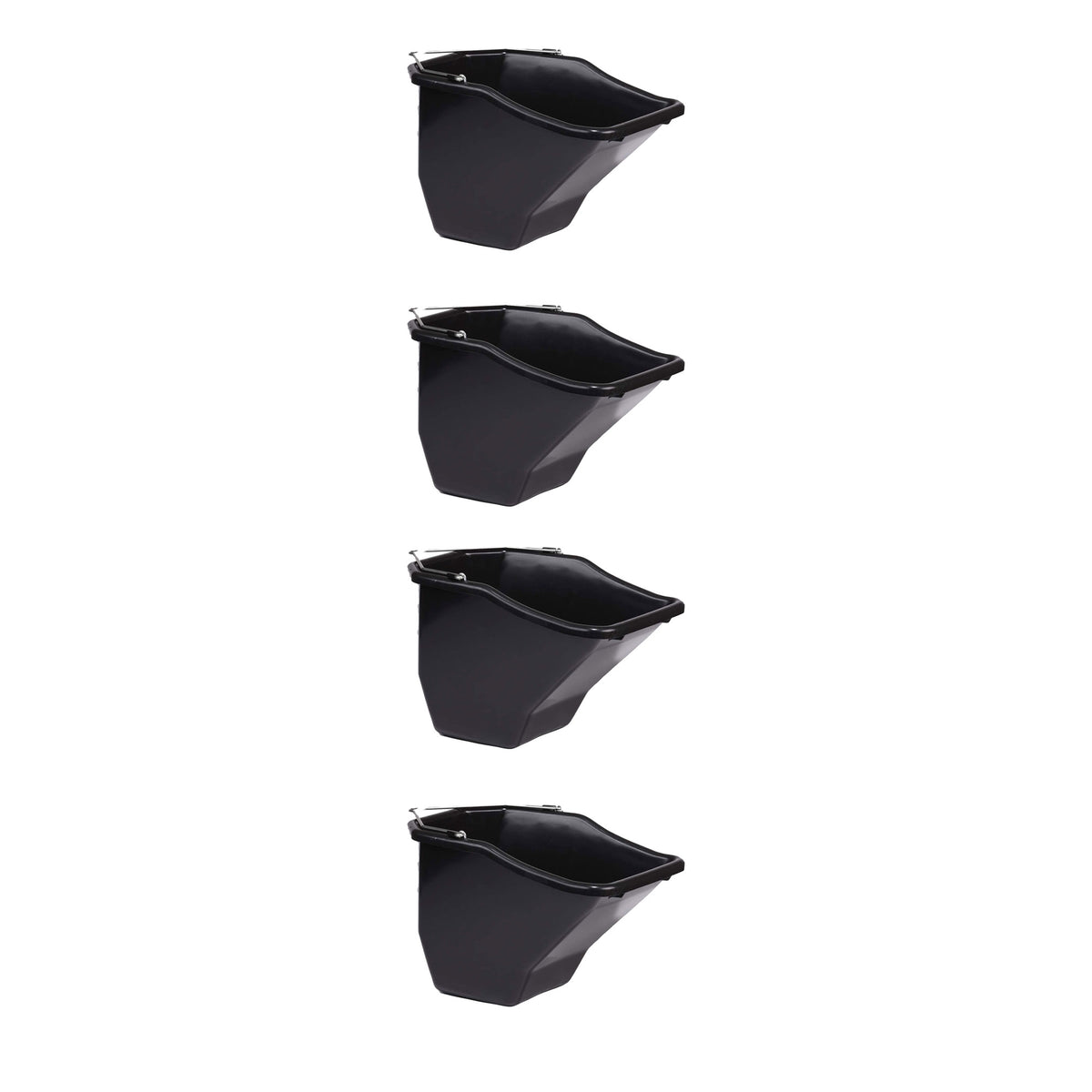 Little Giant 10 Quart Plastic Flat Back Livestock Feed Bucket, Black (4 Pack)