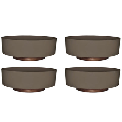 The HC Companies 6 Inch Capri Bowl Indoor Succulent Pot, Artisan Taupe (4 Pack)