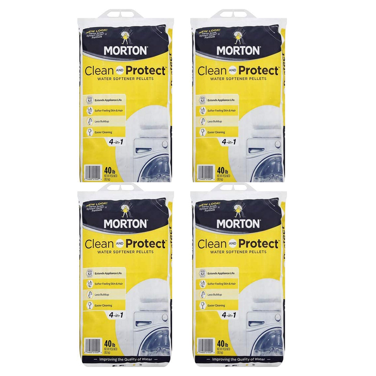 Morton Salt Sodium Chloride Water Softener Pellets, 40 Pounds (4 Pack)