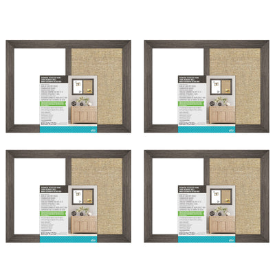 The Board Dudes 17 Inch Combo Dry Erase & Burlap Board w/ Mounting Gear (4 Pack)