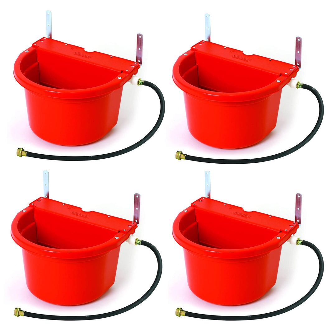 Little Giant 4 Gal Auto Float Controlled Waterer Livestock Trough, Red (4 Pack)