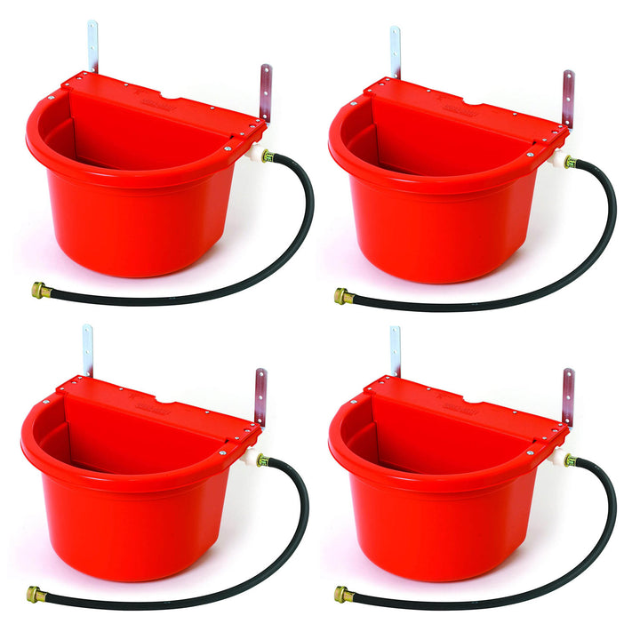 Little Giant 4 Gal Auto Float Controlled Waterer Livestock Trough, Red (4 Pack)