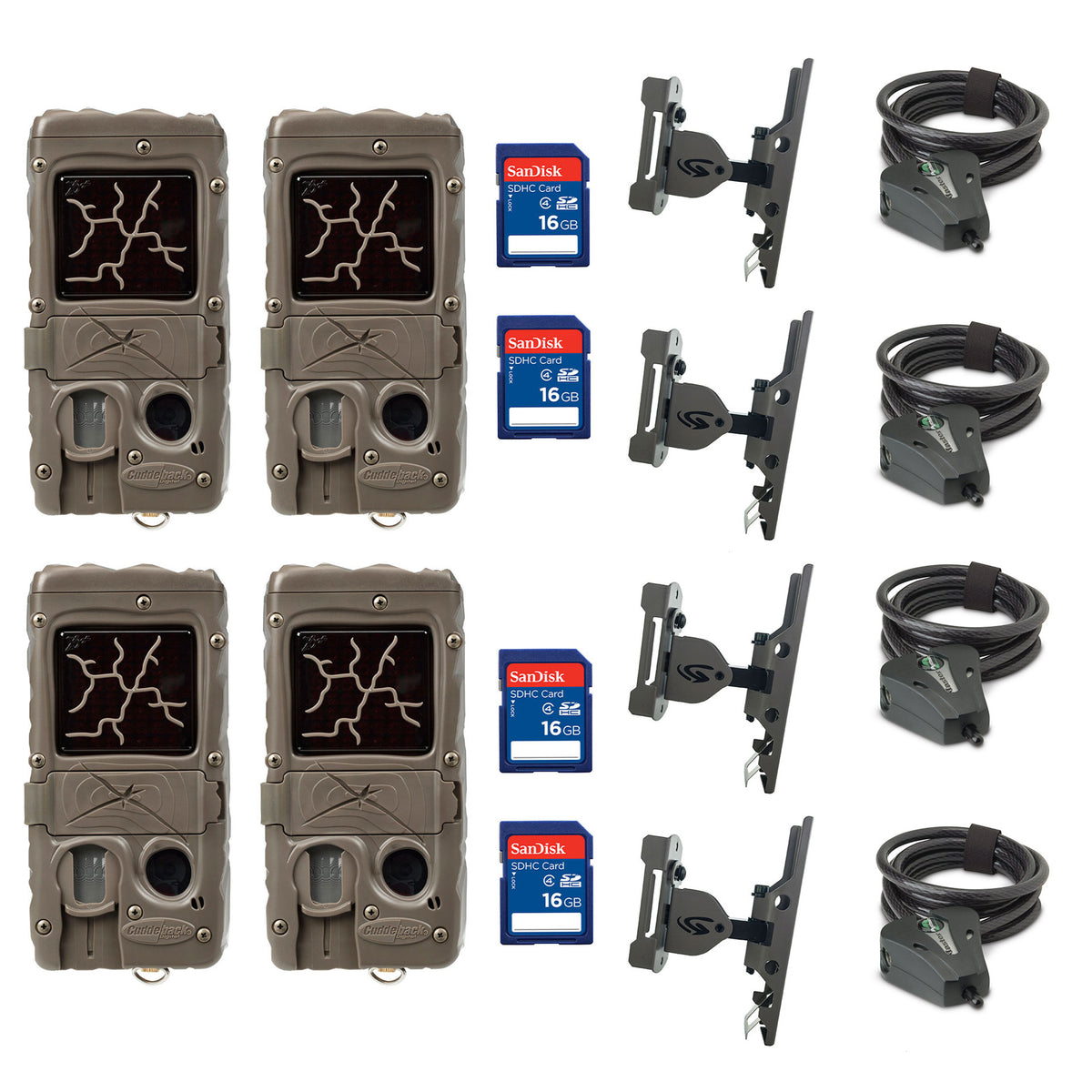 Cuddeback Game Camera (4pk) + SD Card (4pk) + Mount (4pk) + Security Cable (4pk)