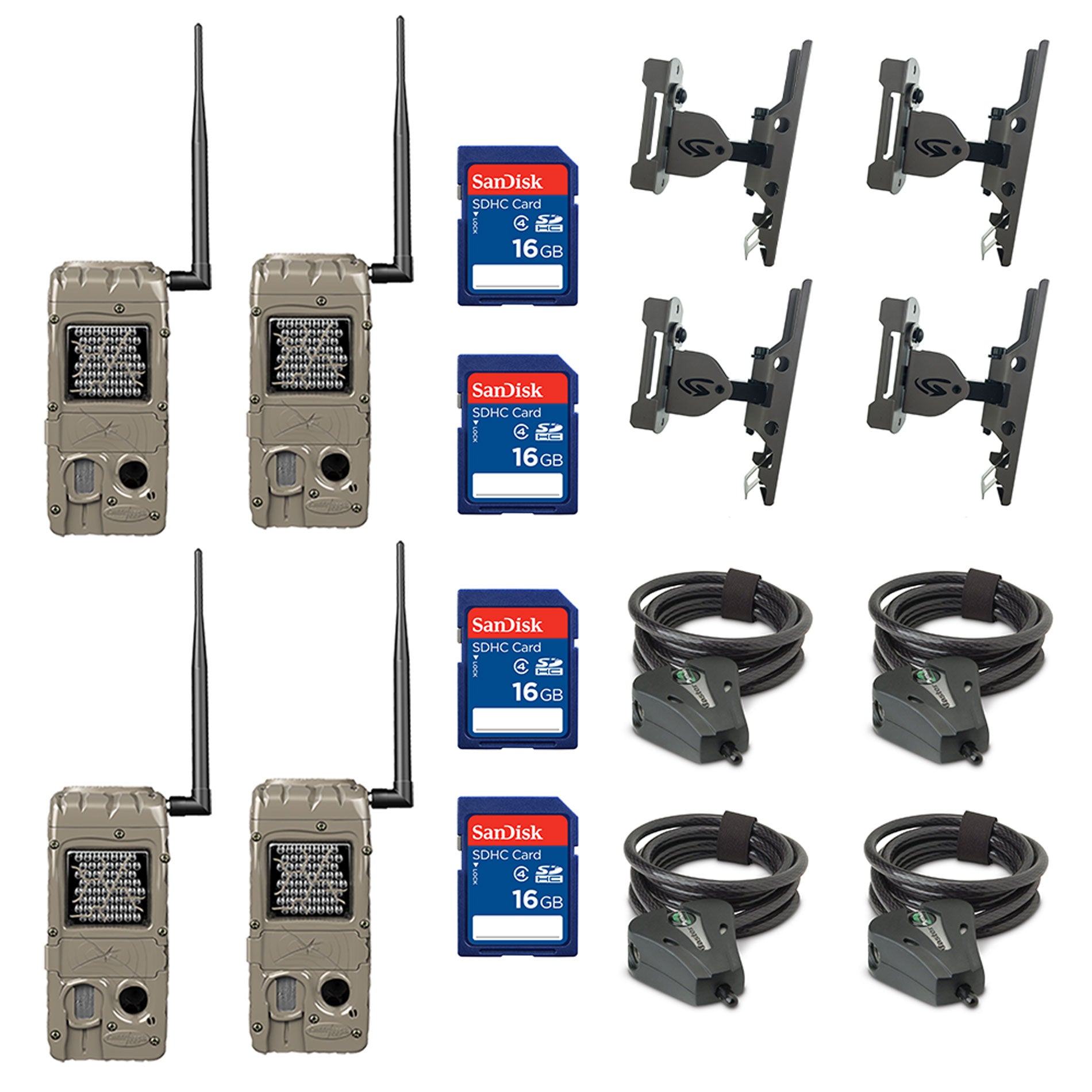 Cuddeback Game Camera (4pk) + SD Card (4pk) + Mount (4pk) + Security Cable (4pk) - VMInnovations