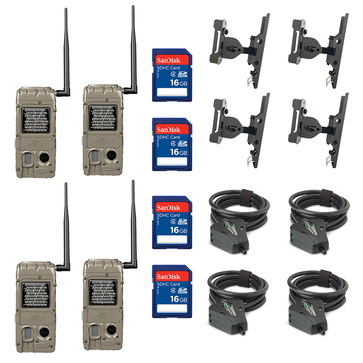 Cuddeback Game Camera (4pk) + SD Card (4pk) + Mount (4pk) + Security Cable (4pk)