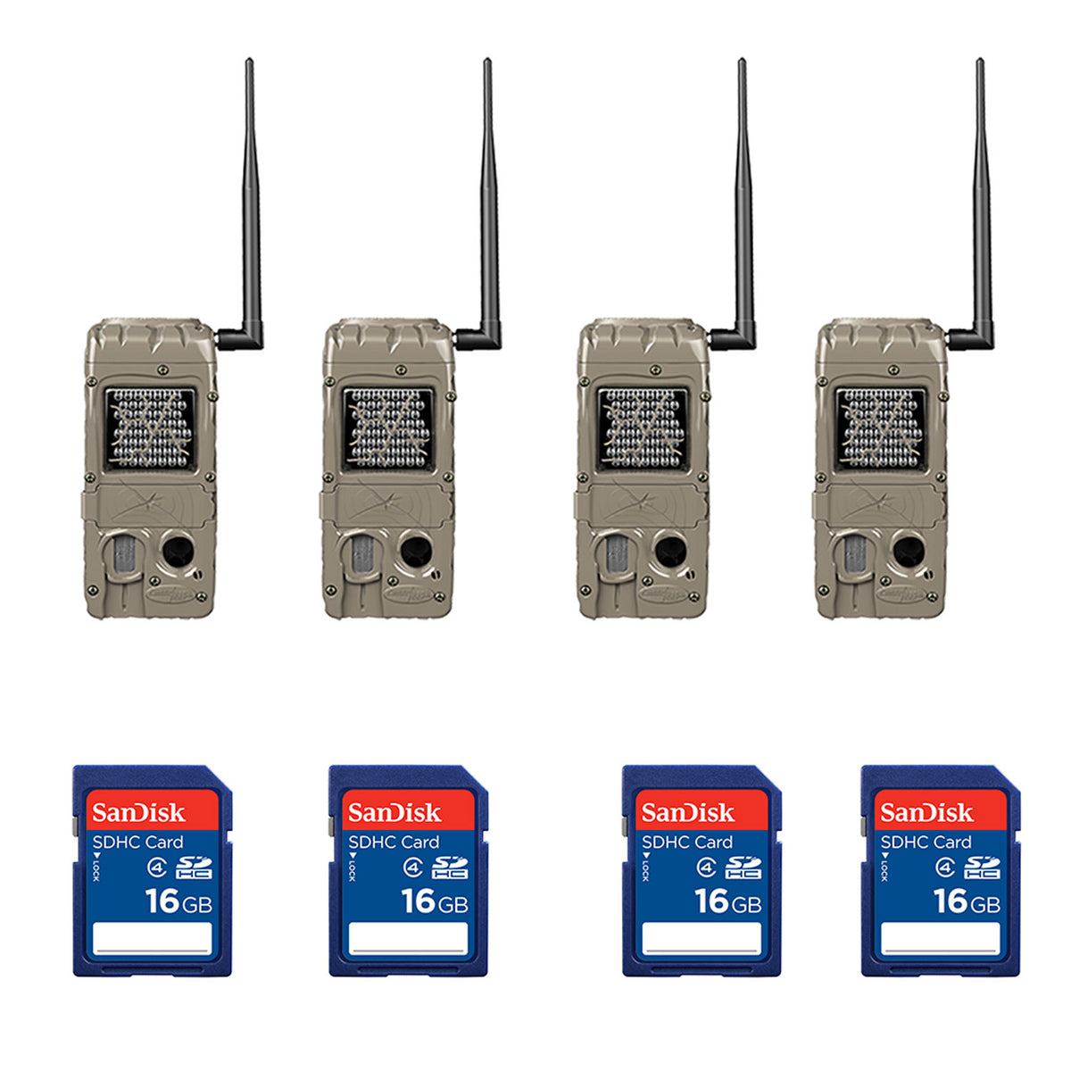 Cuddeback Black Flash 20MP Trail Camera (4 pack) + 16GB SD Memory Card (4 pack)