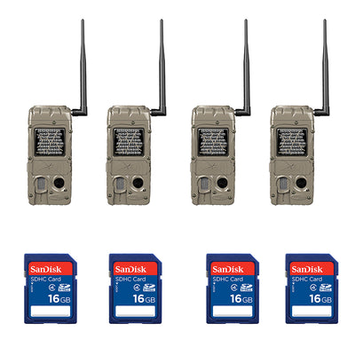 Cuddeback Black Flash 20MP Trail Camera (4 pack) + 16GB SD Memory Card (4 pack) - VMInnovations