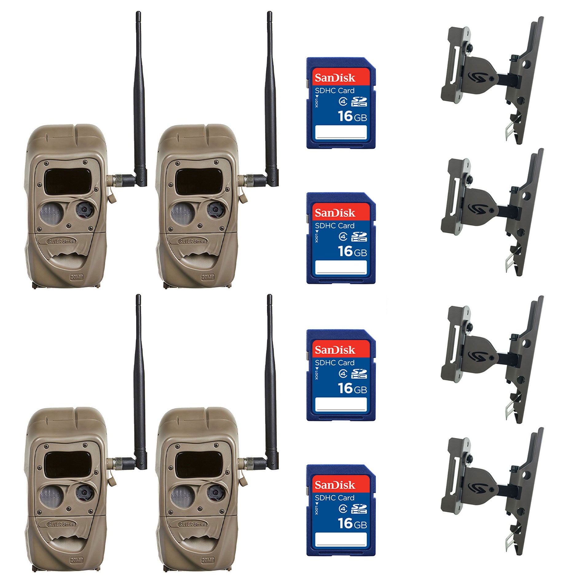 Cuddeback 20MP IR Game Camera (4pk) + 16GB SD Card (4pk) + Camera Mount (4pk)