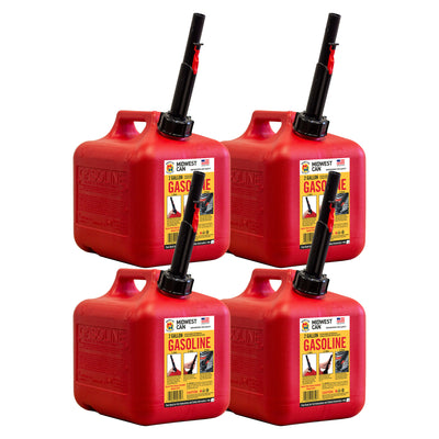 Midwest Can Company 2310 2 Gallon Gas Can Fuel Container Jugs w/ Spout (4 Pack) - VMInnovations