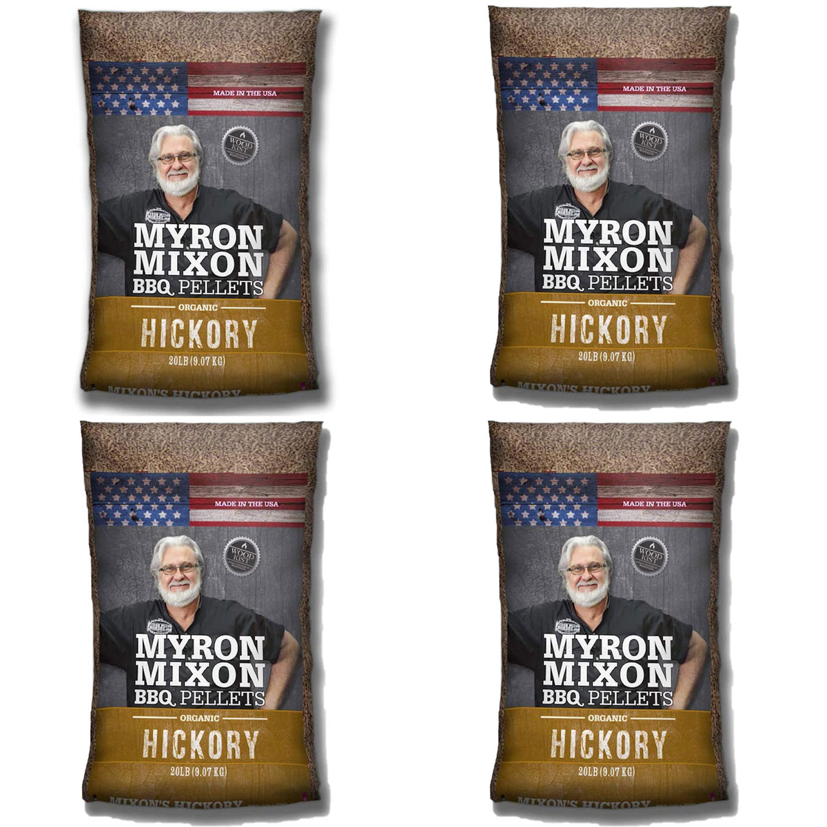 Myron Mixon Smokers Wood BBQ Pellets for Smoking & Grilling, Hickory (4 Pack)