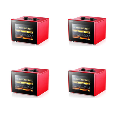 NutriChef NCDH4S.5 Premium Food 350W Dehydrator Machine w/ 4 Trays, Red (4 Pack)
