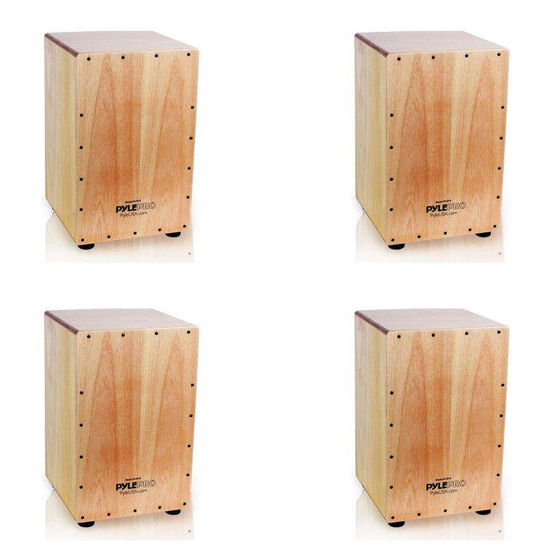 Pyle Full Size Stringed Acoustic Cajon Percussion Hand Drum Instrument (4 Pack)