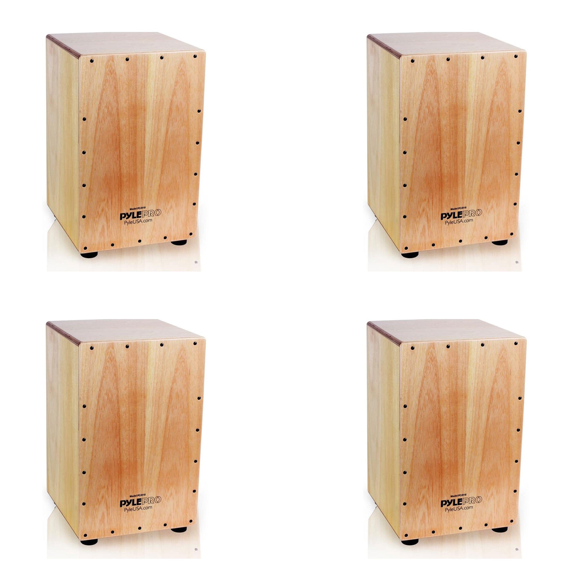 Pyle Full Size Stringed Acoustic Cajon Percussion Hand Drum Instrument (4 Pack) - VMInnovations
