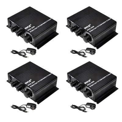 Pyle PCM20A Audio Power 60W HiFi Mini Amplifier Receiver with Adapter (4 Pack)