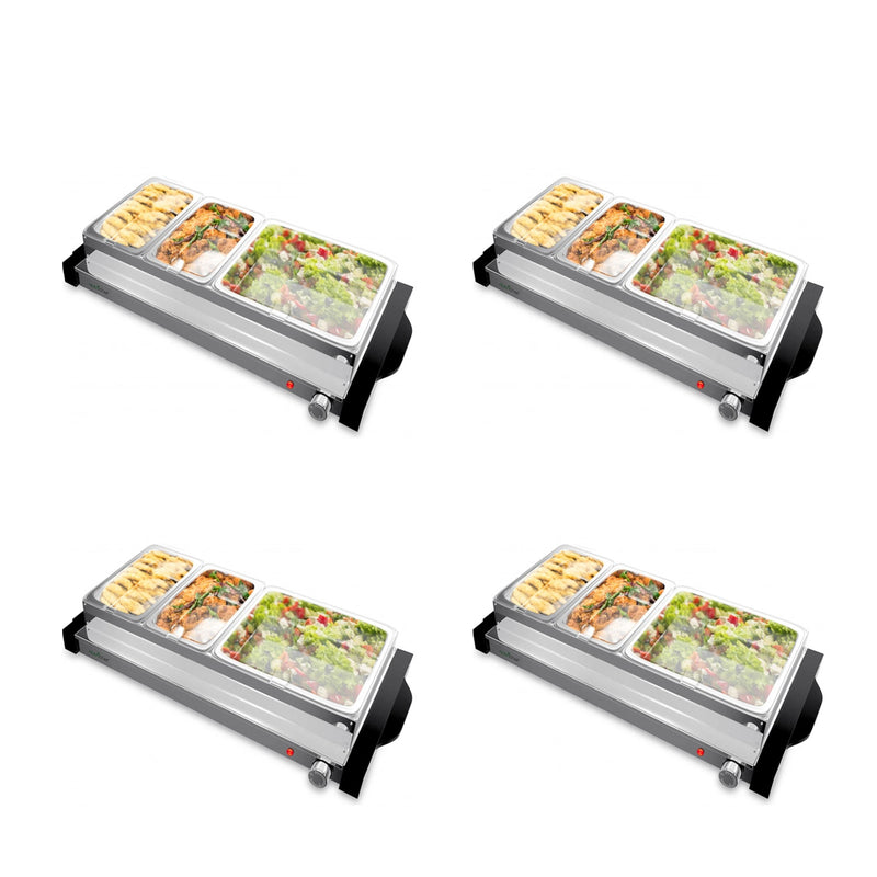 NutriChef 3 Tray Electric Hot Plate Buffet Warmer Chafing Serving Dish (4 Pack)