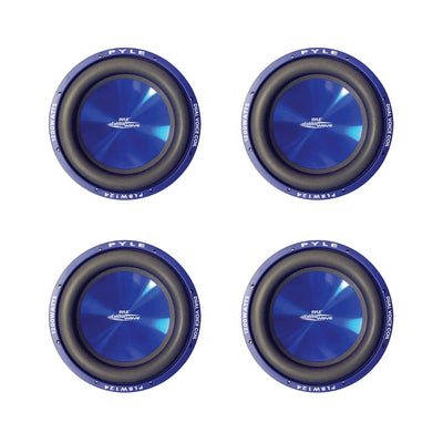 Pyle PLBW104 10 Inch 1000 Watt 4 Ohm Car Audio Subwoofer Speaker, Blue (4 Pack)
