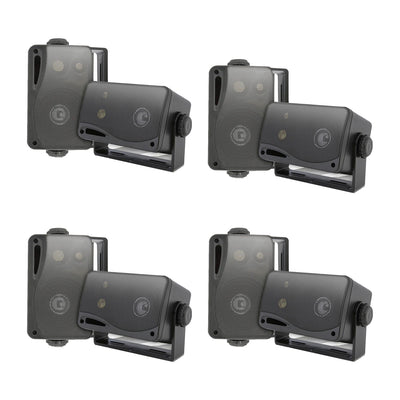 Pyle PLMR24B 3.5 Inch 3 Way Weatherproof Marine Audio Speakers, Black (4 Pair) - VMInnovations