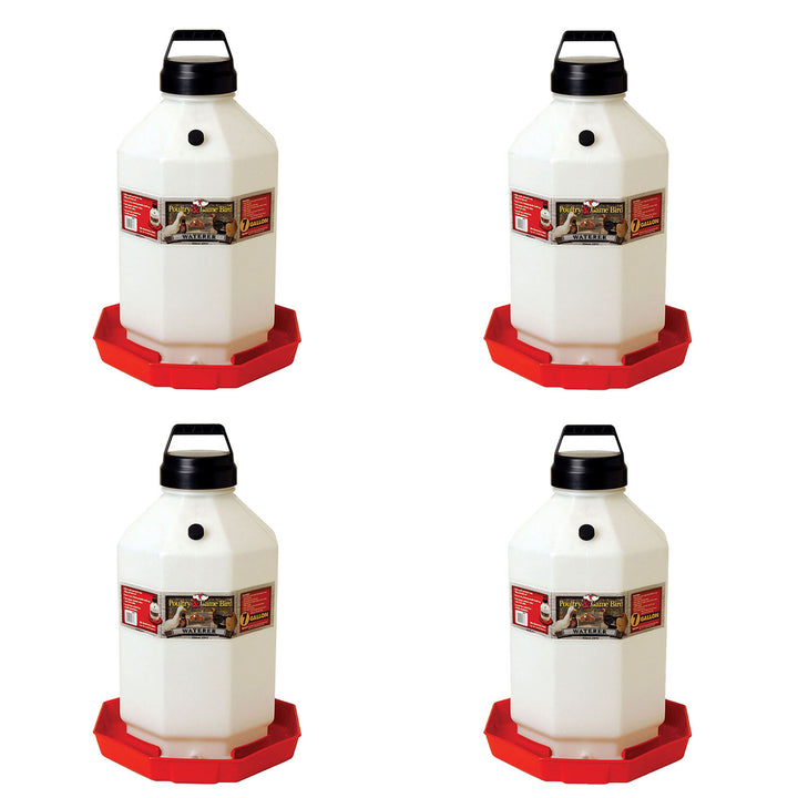 Little Giant PPF7 7 Gallon Automatic Poultry Waterer for Chickens, Red (4 Pack)