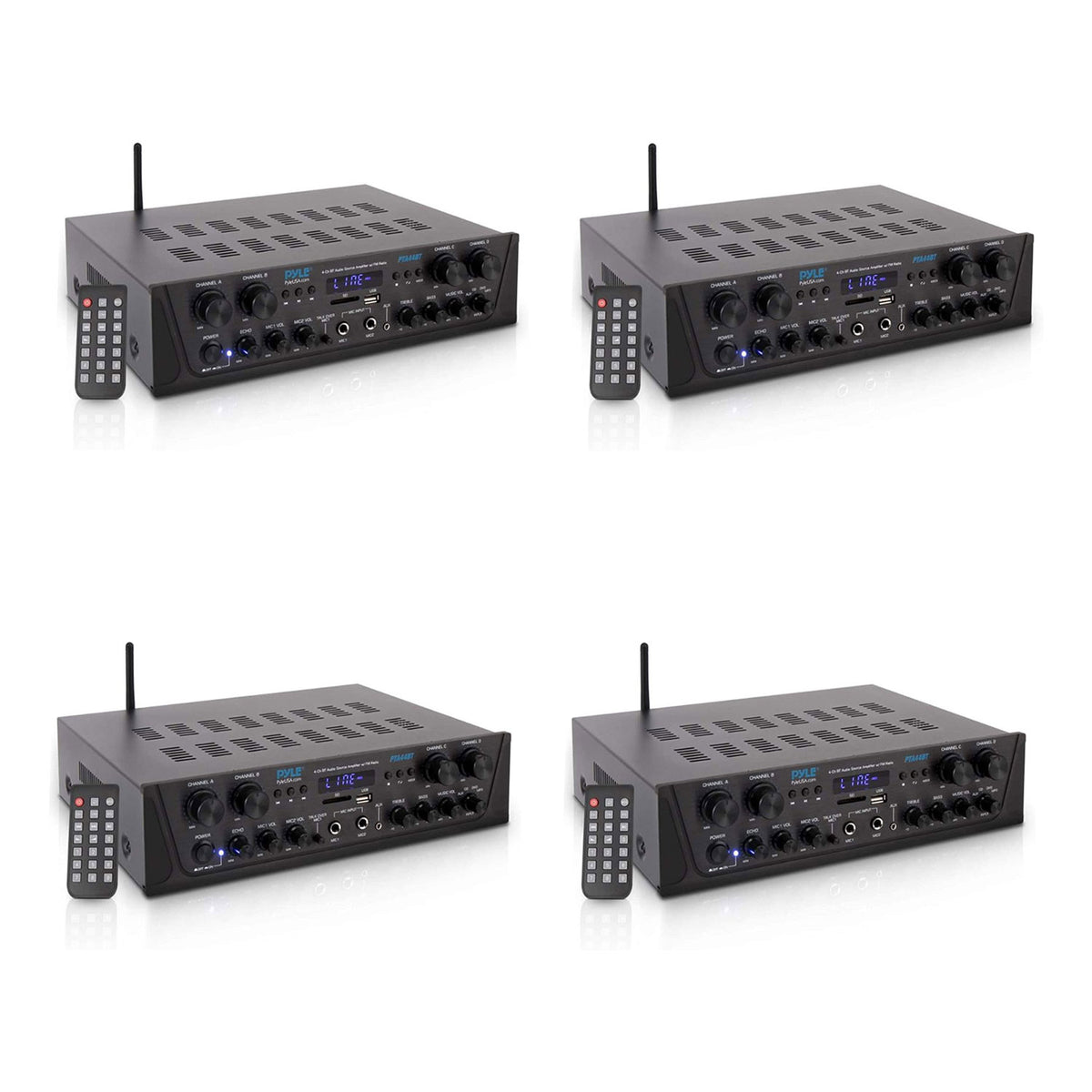 Pyle PTA44BT Bluetooth Home Audio 500 Watt 4 Channel Amplifier Receiver (4 Pack)