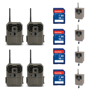 Stealth Cam 12MP Game Camera (4 Pk) + 16GB SD Card (4 Pk) + Security Box (4 Pk)