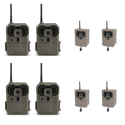 Stealth Cam 12MP Wireless Trail Camera (4 Pack) + Camera Security Box (4 Pack)