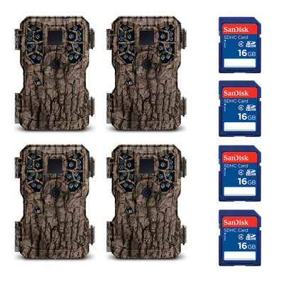 Stealth Cam 8MP Game Camera (Certified Refurbished)(4 Pk) + 16GB SD Card (4 Pk)