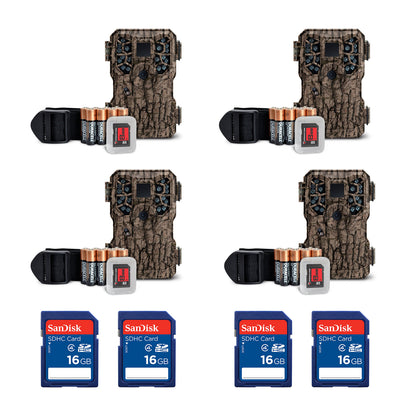 Stealth Cam 8MP Infrared Game Trail Camera (4 Pack) + 16GB Memory Card (4 Pack)