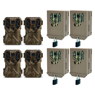 Stealth Cam GSM 8MP No Glo Mini Infrared Game Camera and Security Case (4 Pack)