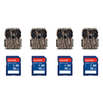 Stealth Cam 10MP Trail Camera (4 Pack) & SanDisk 16GB SD Memory Card (4 Pack)
