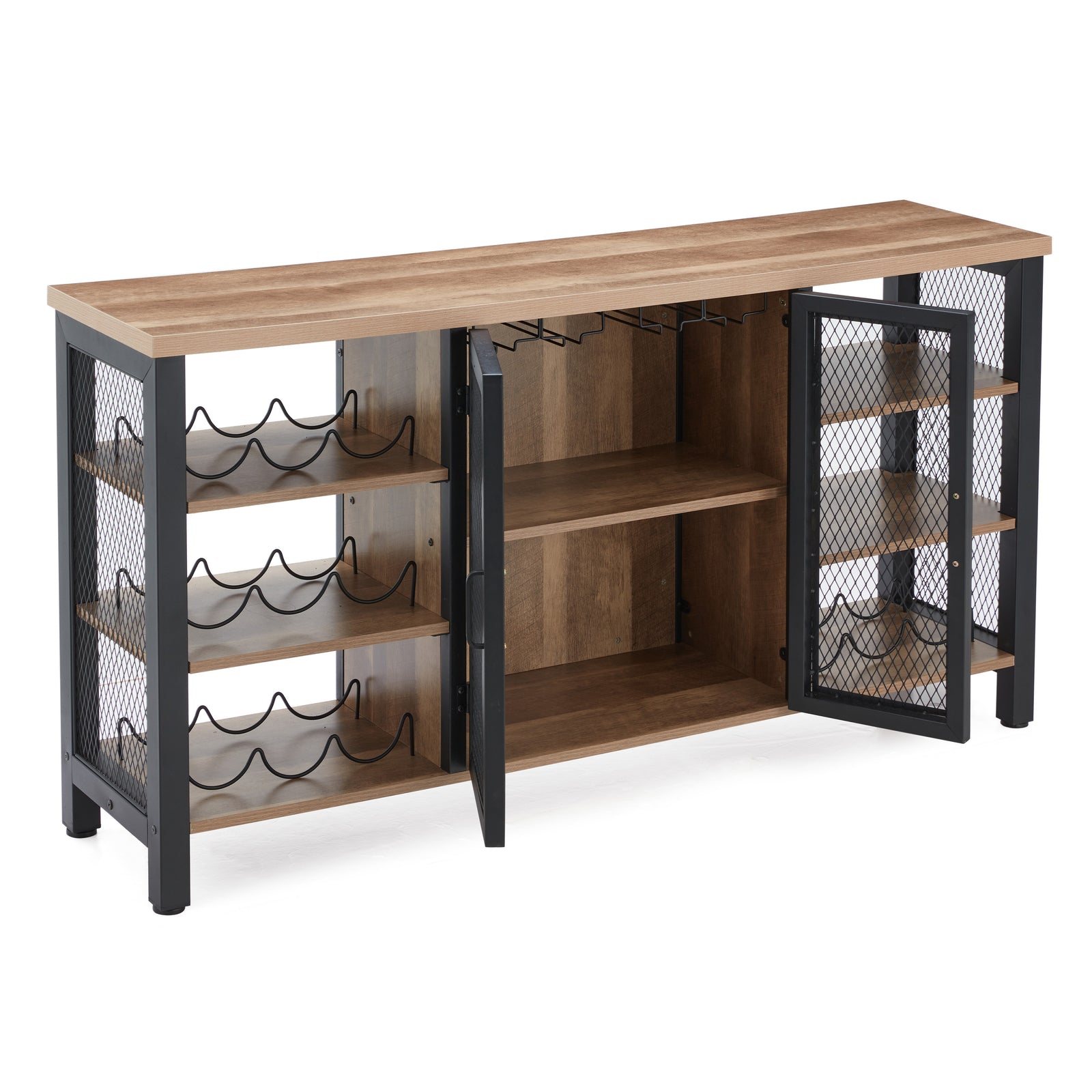 Jomeed Industrial Farmhouse Wooden Buffet Cabinet with Wine Rack (Used) - VMInnovations