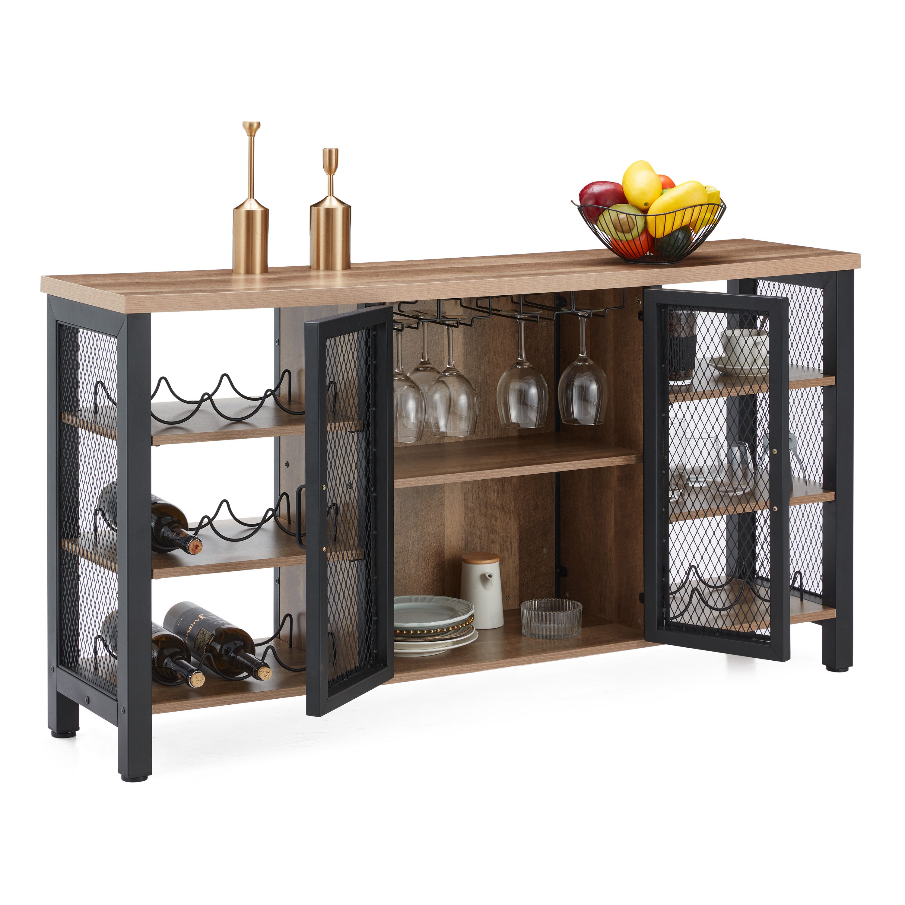 Jomeed Industrial Farmhouse Wooden Buffet Cabinet with Wine Rack (Used) - VMInnovations