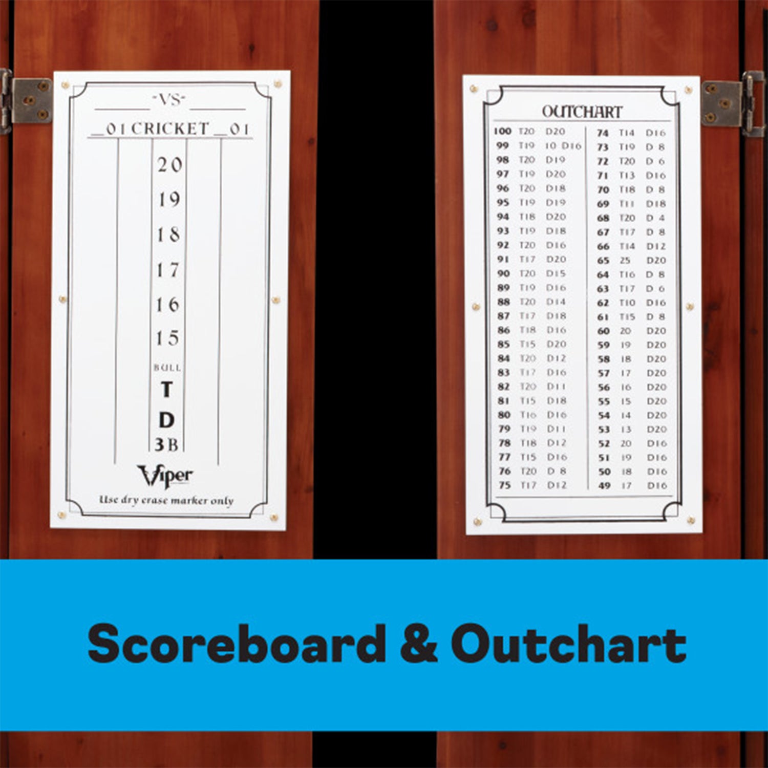Viper Cinnamon Finish Sisal Bristle Steel Tip Dartboard Cabinet (Open Box) - VMInnovations