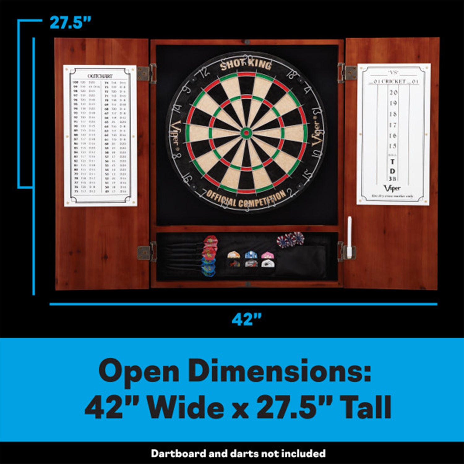 Viper Cinnamon Finish Sisal Bristle Steel Tip Dartboard Cabinet (Open Box) - VMInnovations