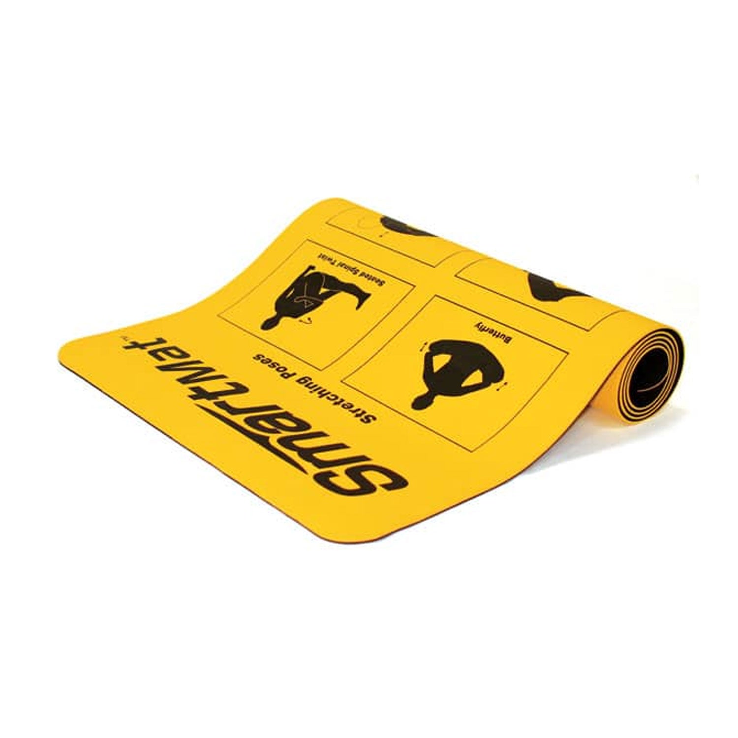 Prism Fitness 6mm Smart Mat w/ Exercises and Stretching Poses, Yellow (Open Box)