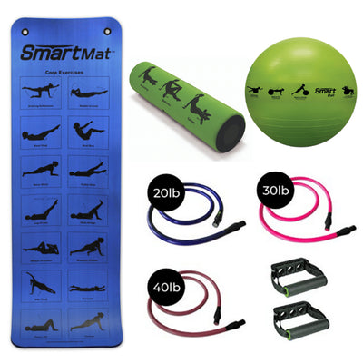 Prism Fitness 400-150-031-1 Smart Necessity Resistance Band Exercise Mat Bundle