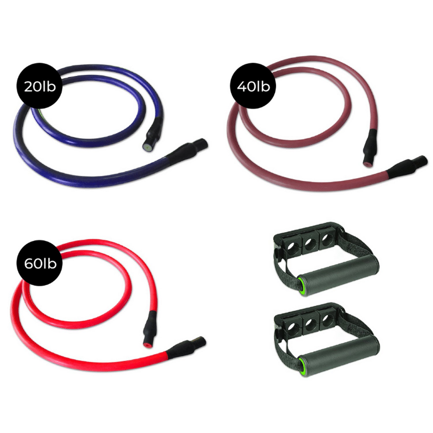 Prism Fitness 400-160-006-1 20 40 60 Pound Fitness Cable Resistance Band Bundle - VMInnovations