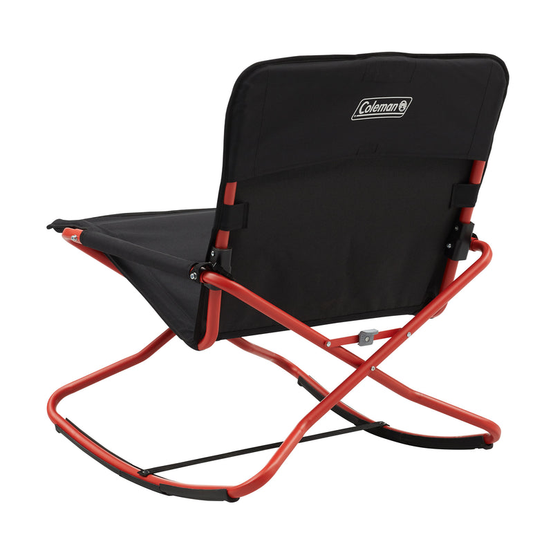 Coleman Cross Rocker Outdoor Foldable Rocking Chair with Padded Arms, Black/Red