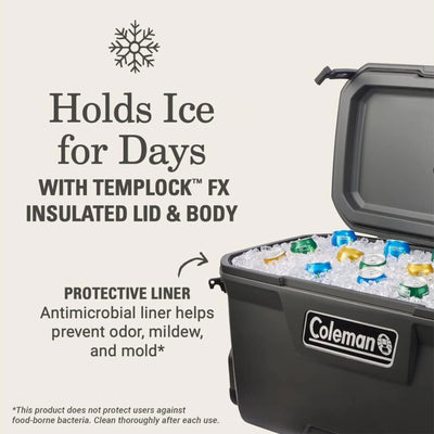 Coleman Convoy Series 100 Quart Cooler with Wheels and Metal Handle, Dark Storm