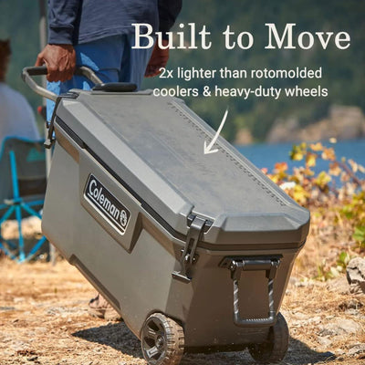 Coleman Convoy Series 100 Quart Cooler with Wheels and Metal Handle, Dark Storm