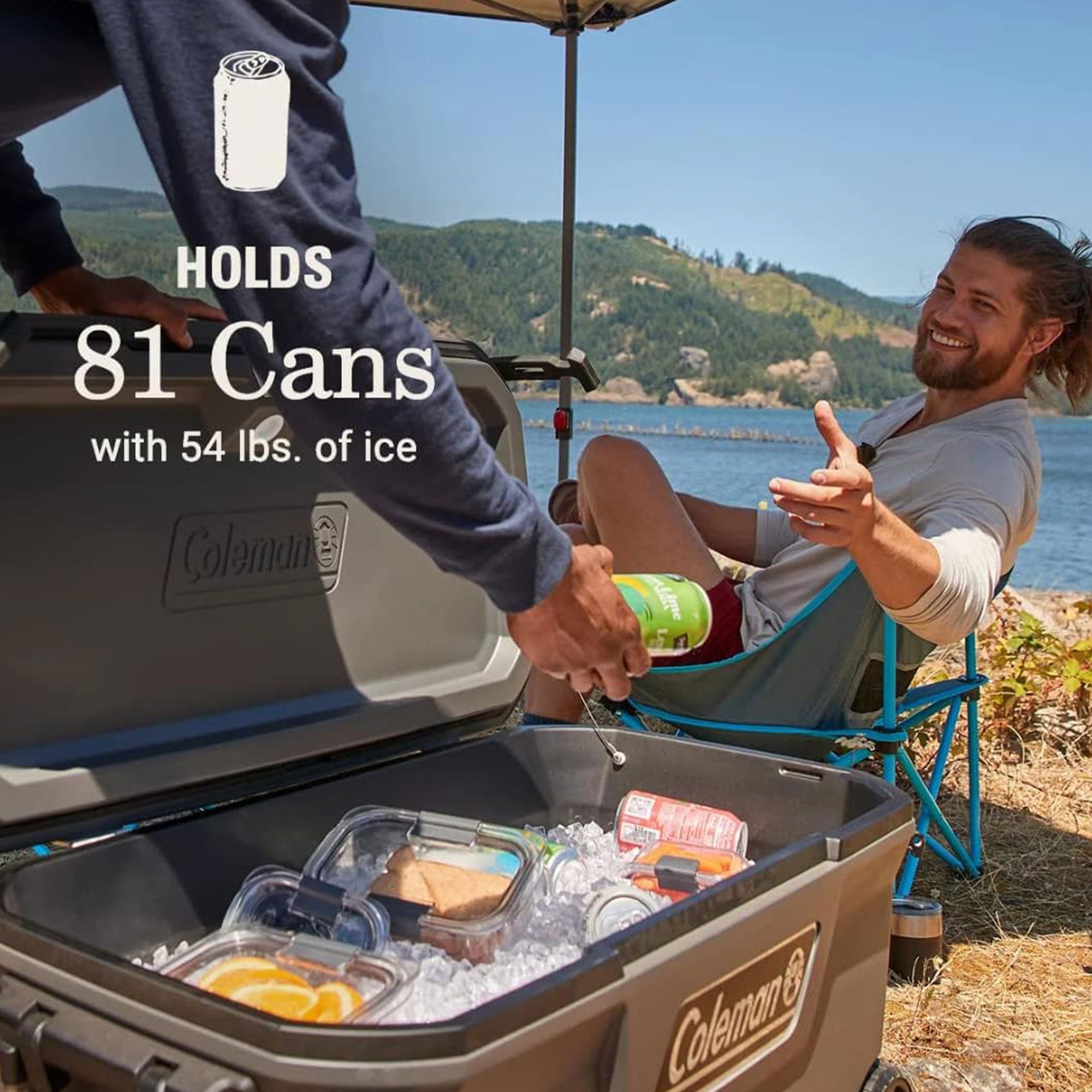 Coleman Convoy Series 100 Quart Cooler with Wheels and Metal Handle, Dark Storm